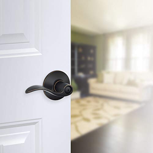 SCHLAGE Accent Bed/Bath Privacy Door Handle with Lock, Aged Bronze - color: Aged Bronze, size: 1 Pack