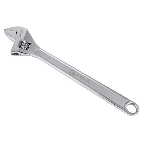 Olympia Tools 24" Adjustable Wrench, Heavy Duty Drop Forged Steel, Chrome Plated, Precision Machined Jaws, Rust Resistant - size: 24-Inch