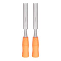 HARFINGTON 2pcs Wood Chisel 11/16" Carbon Steel Inner Beveled Edge Blade Wood Working Flat Chisel with Plastic Non-Slip Handle for Woodworking Carving DIY Projects, Orange - size: 11/16"