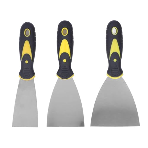 3Pcs Stainless Steel Putty Knife Set - Flexible Scraper Tools for Drywall Repair, Spackling & Wallpaper Removal, Ergonomic ABS Handle