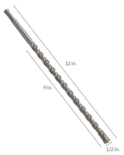 1/2 Inch x 12 Inch SDS Plus Rotary Hammer Drill Bit, Firecore Tungsten Carbide Long Drill Bits for Concrete Masonry Ceramic Tile Cement Walls Brick Rocks Stone, Brocas para Concreto - size: 1/2 in.