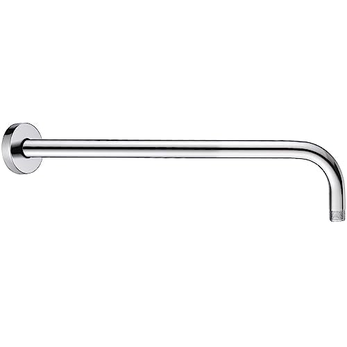 BRIGHT SHOWERS 16-Inch Shower Head Extension Arm with Flange, L Shaped Shower Extender, Extra-Long Stainless Steel Shower Pipe, Chrome - color: Chrome, style: L-Shape 16 Inch