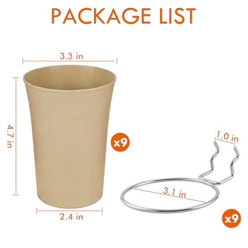 Pegboard Cups With Loops, 9 Pack Khaki Peg Board Pencil Holder Organizer - color: Khaki