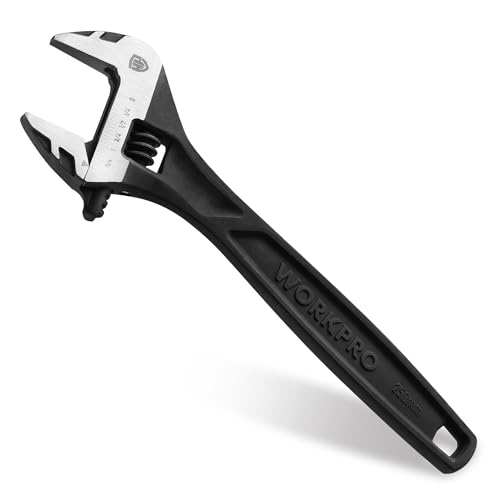 WORKPRO 10" Large Jaw Adjustable Wrench, Cr-V Steel, Black Oxide Finish - color: Black, size: 10 inch