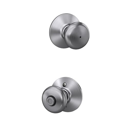 Schlage F40 PLY 626 Plymouth Door Knob, Bed & Bath Privacy Lock, Satin Chrome - color: Satin Chrome, size: Standard