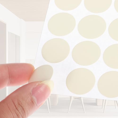 PATIKIL 270 Pieces Screw Hole Stickers, 5 Sheet Self-Adhesive Waterproof PVC Wood Grain Sticker for Screw Holes Wall Cabinets Desk Repairing, Warm White, 21mm/0.83 Inch - color: Warm White