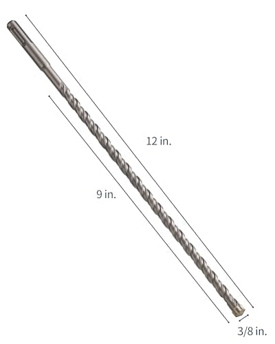 3/8 Inch x 12 Inch SDS Plus Rotary Hammer Drill Bit, Firecore Tungsten Carbide Long Drill Bits for Concrete Masonry Ceramic Tile Cement Walls Brick Rocks Stone, Brocas para Concreto - size: 3/8 in.