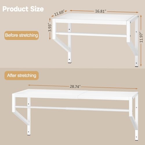 ThreeHio Expandable Closet Shelves Wall Mounted, 2 Pack Closet Shelving with Hanging Rods, Wall Shelving for Walk-in Closet, Hanging Shelves Organizer and Storage for Closet, Laundry - size: 2 Pack