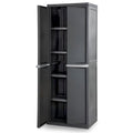 Sterilite 4 Shelf Cabinet, Lockable Utility Storage, Gray