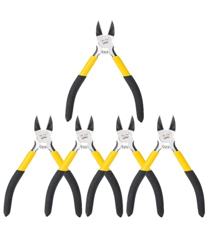 Mr. Pen- 5" Wire Cutters Bulk, 5 Pack, Precision Cutting Pliers - color: Yellow, Spring-loaded, size: 5 inch, 5 Pack