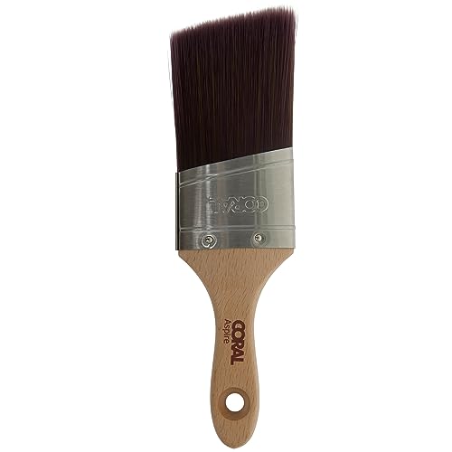 Coral 31753 Aspire 2 inch Paint Brush Professional Firm Angled Cut with Oval Stubby Short Profile for Fast Accurate Cutting-in Ultra-Smooth Finish with Trade Emulsion or Gloss FSC Wood Handle - size: 2 inch, style: Angled Cut Stubby Handle