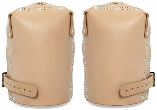 Zeluga Non-slip Kneepads with Adjustable Straps, Safety Leather Knee Pads with Dense Padding Protection, Double Thick Lining (Tan) - color: Tan