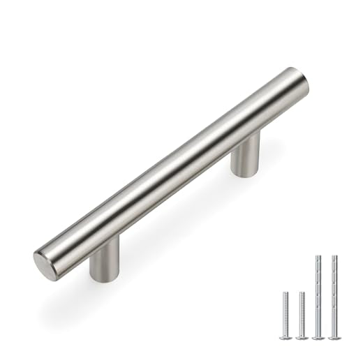 homdiy 15 Pack |Cabinet Handles Brushed Nickel Cabinet Pulls Cabinet Hardware 2-1/2in Hole Centers Drawer Pulls Kitchen Cupboard Euro T Bar Dresser Pulls 201SN - color: Brushed Nickel, size: 2-1/2in hole centers