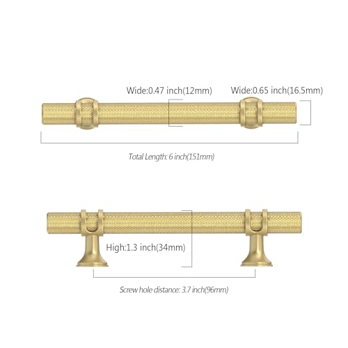 Asidrama 10 Pack 3.75 Inch(96mm) Knurled Brushed Gold Kitchen Cabinet Handles, Cabinet Pulls Kitchen Cabinet Hardware Cupboard Handles Drawer Pulls - color: Brushed Gold, size: 3.75" Hole Center, style: 10 Pack