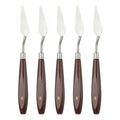 HARFINGTON 5pcs Palette Knife Painting Tool 2.09 x 0.75 Stainless Steel Art Spatula Pallet Knives Scrapers Tools with Beech Wood Handle for Acrylic Oil Canvas Mixing Spreading, Red/Silver - size: 2.09" x 0.75"