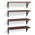 ROMGUAR CRAFT Wood Wall Floating Shelves Set of 4, 17" x 6" - Brown - color: Brown, size: 17" x 6"