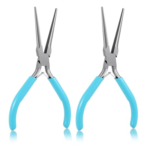 2pcs Long Needle Nose Pliers, 5.9 Inch Long Needle Nose Pliers Jewelry Making Tools Chain Plier Craft Plier for Wire Bending, Repair, Object Grasping - color: Blue-5.9 Inch