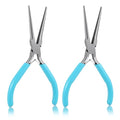 2pcs Long Needle Nose Pliers, 5.9 Inch Long Needle Nose Pliers Jewelry Making Tools Chain Plier Craft Plier for Wire Bending, Repair, Object Grasping - color: Blue-5.9 Inch