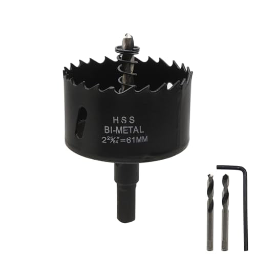 2-54/64"/61mm Hole Saw Bi-Metal Hole Drilling Cutter Hole Cutter Drill Bit for Cutting Thin Metal Drywall Plastic - color: black, size: 2-54/64"