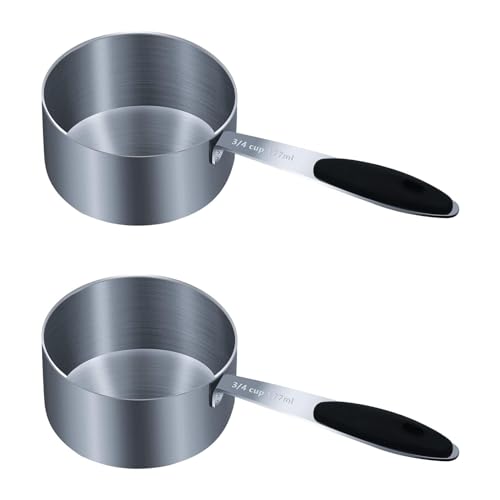 2PCS 3/4cup(177ml) Measuring Cup, Stainless Steel Measure Scoop - size: 3/4cup