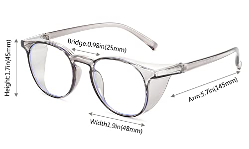 2 Pairs Anti Fog Safety Goggles Protective Glasses Blue Light Blocking Eyeglasses for Men Women - color: Round Grey+transparent