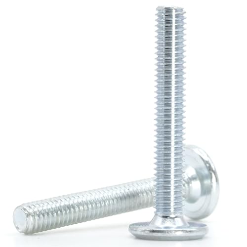 ReplacementScrews M6 x 50 Joint Connector Bolts (50mm Length, 1mm Pitch) | Fine Threaded M6, JCB Furniture Assembly Screws, Flat Head, Blunt Tip, 4mm Hex (Allen) Drive, Zinc Plated Steel, Pack of 5