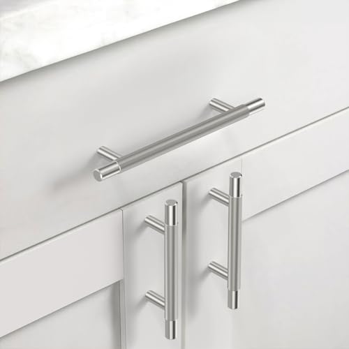 Asidrama 10 Pack 5 Inch(128mm) Brushed Satin Nickel Knurled Kitchen Cabinet Handles, Cabinet Pulls Kitchen Cabinet Hardware for Cupboard Drawer Pulls - color: Brushed Satin Nickel, size: 5" Hole Center