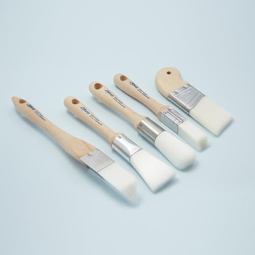 5-Piece Detail Paint Brush Set with Assorted Paint Brushes for Murals, Furniture and Home Projects, White
