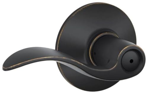 SCHLAGE Accent Bed/Bath Privacy Door Handle with Lock, Aged Bronze - color: Aged Bronze, size: 1 Pack