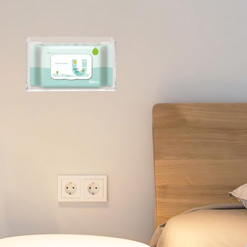 Wipe Holder Wall Mount Dispenser for Bathroom Tissue Box Acrylic Clear - color: Clear