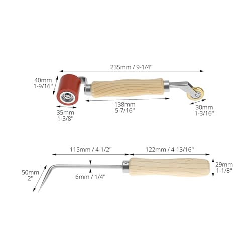 QWORK Seam Roller Kits, 40mm Silicone Seam Roller with Detail Penny Roller & Seam Tester for Ply Roofing Seaming