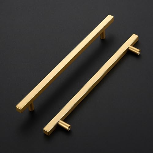 Ravinte Champagne Gold Handles Square Cabinet Hardware 10 Inch 10 Pack - size: 10" Hole Center