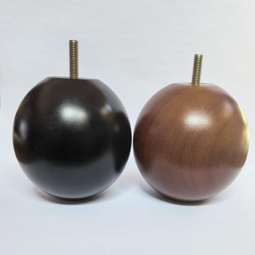 Solid Wood Sofa Replacment Parts 4 Inch Round Ball Shape Furniture Legs for Sofa Couch Ottoman Loveseat Cabinet Legs Furniture Feet Set of 4 (Walnut) - color: Walnut