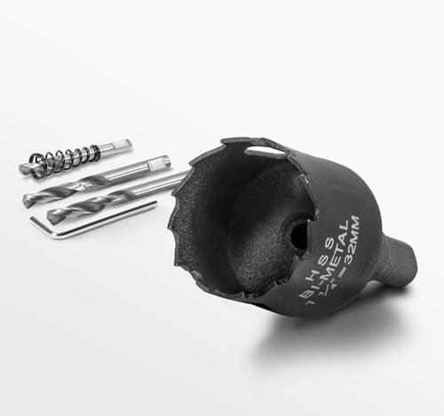 1-1/4 Inch Hole Saw with 9.1mm Triangle Shank Arbor, JTemgle Bi-Metal Hole Saw Heavy Duty Hole Cutting Tool for Cornhole Boards, Recessed Lights, Wood, Plastic, Drywall & Soft Metal - size: 1-1/4", 24mm Cutting Depth