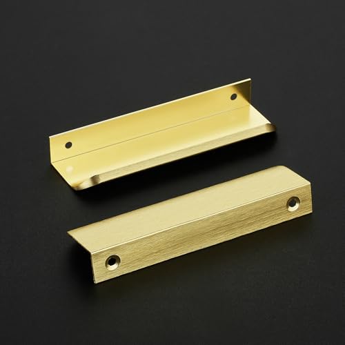 Ravinte Hardware Gold Cabinet Handles Finger Edge Pulls 5 Inch CC 10 Pack - color: Gold, size: 128mm/5" Overall Length
