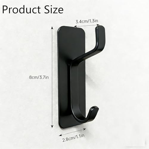 5Pcs Self Adhesive Stainless Wall Hook Key Hooks Sturdy Metal Hanger-Black - color: Black