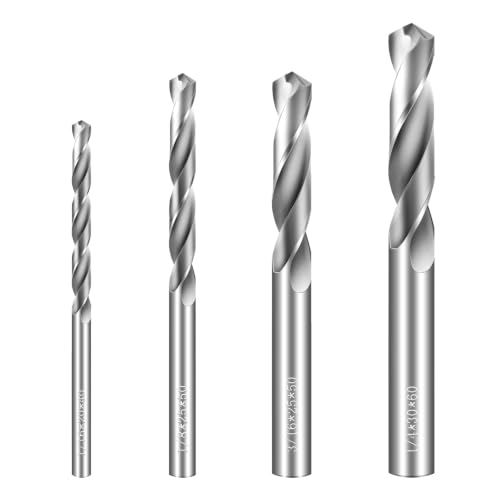 Drill Bit Set 4 Pcs Solid Carbide Drill Bits, 1/8" 1/4" 1/16" 3/16" Tungsten Carbide Drill Bits, Metal Drill Bit Set for Aluminum Alloy Copper Steel Hardened Steel Cast Iron - size: 4PCS-1/4" 3/16" 1/8" 1/16"