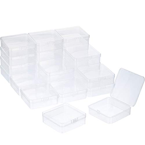 24 Packs Small Clear Plastic Beads Storage Containers Box with Hinged Lid for Storage of Small Items, Crafts, Jewelry, Hardware(3.3 x 3.3 x 1.2 Inches) - size: 3.3 x 3.3 x 1.2 in