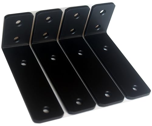4 Pack - L 5" x H 2" x W1.5, 5mm Thick Black L Shelf Bracket, Iron Shelf Brackets, Metal Shelf Brackets, Floating Shelf, Shelf Supports with Screws - size: 5''x2'', style: Black 4 Pack