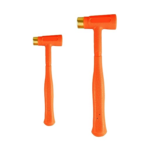 C&T 2-Pieces Dead Blow Hammer Set with Brass Cap, Orange,Shockproof Design - style: 2PC