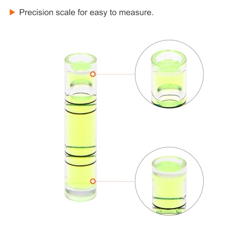 HARFINGTON 6pcs Small Cylindrical Bubble Level Vials 6.3x29mm PMMA Mini Horizontal Bubble Spirit Level Measuring Layout Tools for RV TV Picture Frame Hanging Tool Leveler - size: 6.3x29mm