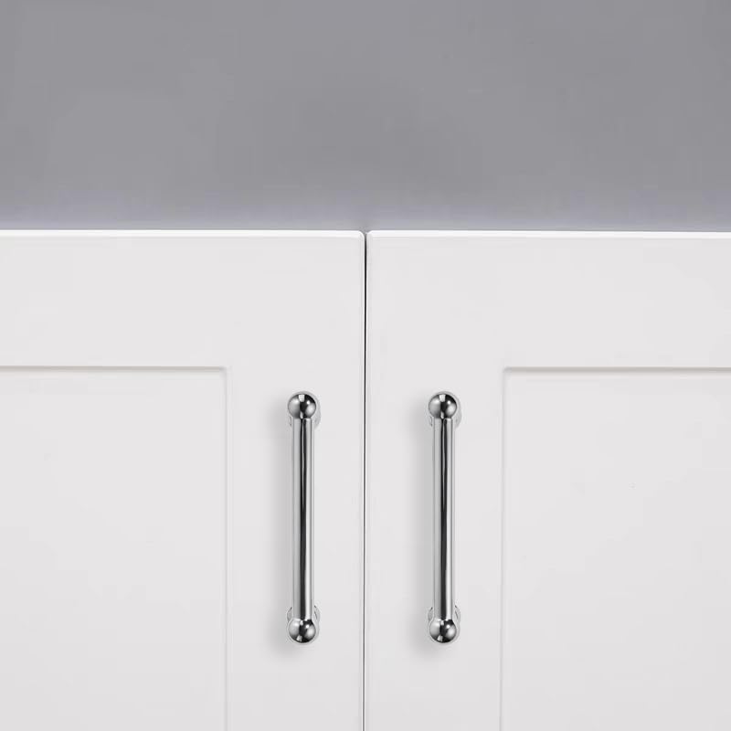 10 Pack 6 Inch Hole Center Polished Chrome Cabinet pulls 100% Solid Heavy Duty Dresser Pulls Cabinet Drawer Pulls for Kitchen Cupboard Hardware - color: Polished Chrome, size: 6 inch hole center