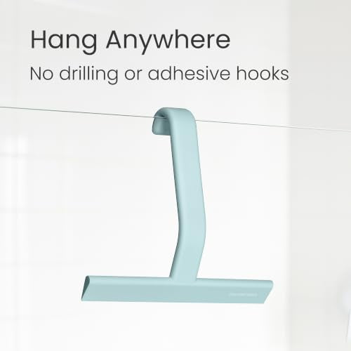 dancemoon JustHang Shower Squeegee with Built-in Hook, 10-Inch Slate Blue - color: Slate Blue