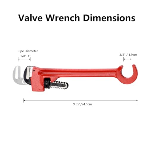 8" Double-Ended Valve Wrench 3/4" Opening & Pipe Wrench 1/8" - 1" - size: 8 INCH