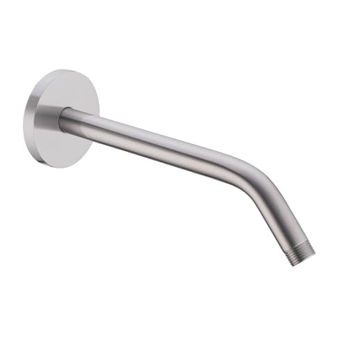 RANDOM 10 Inch 90 Degree Shower Arm with Flange Brushed Nickel Rain Shower Head Extension Arm.RD91018-10-BN - color: 10″ Brushed Nickel(Round Flange)