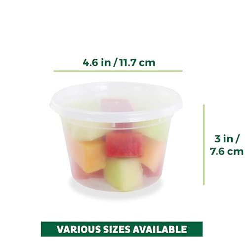 Freshware Food Storage Containers [50 Set] 16 oz Plastic Deli Containers with Lids, Slime, Soup, Meal Prep Containers | BPA Free | Stackable | Leakproof | Microwave/Dishwasher/Freezer Safe - color: Clear, size: 16 oz - 50 Sets