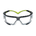 3M Safety Glasses, SecureFit 400, Clear Lens, Green/Black Frame,Foam Gasket - color: Clear Lens, Green/Black Frame With Gasket, size: Single, style: Anti-fog, Anti-scratch