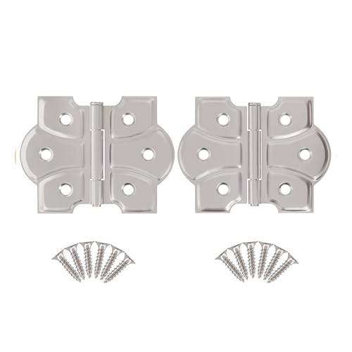 Polished Nickel Butterfly Hinges with Removable Pin - Pack of 2 - Surface Mount Cabinet Door Hinges - UA-261-HPN (1) - color: Nickel