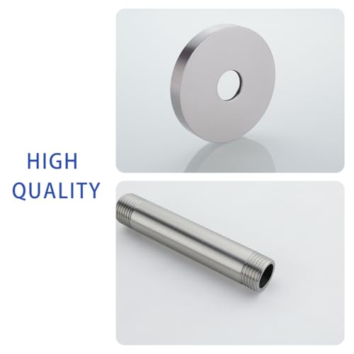 Wall Mounted Shower Arm Extension Head Holder Stainless Stee for Elbow Bathroom Accessories Pipe Bath Tube Brushed Nickel,SW-RD91038-4BN. - color: Circular Flange-4" Brushed Nickel