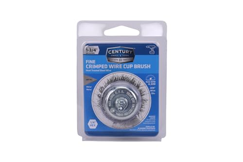 Century Drill & Tool 76213 Drill Cup Wire Brush, 1-3/4" Fine & Crimped | 1/4" shank, 0.008" wire diameter, cuts steel & metal, heat-resistant coating, rust-resistant coating - size: 1-3/4-Inch Fine